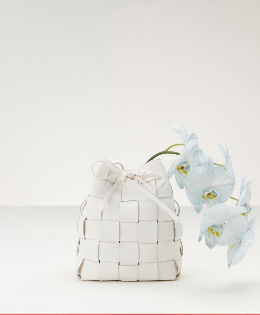 Women's Mansur Gavriel Upcycled Woven Mini Bucket Bags White | AU 8214VZ